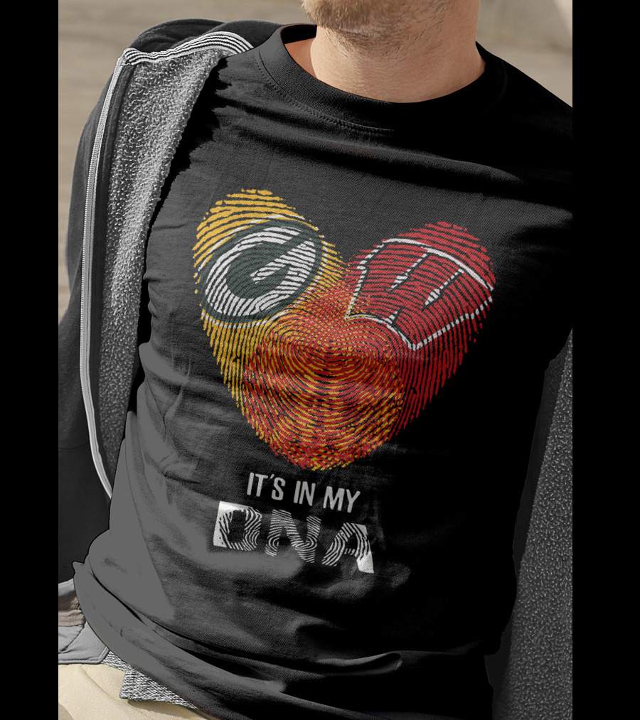 Packers Badgers Heart Fingerprint It's In My DNA T-Shirt