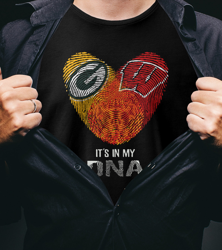 Packers Badgers Heart Fingerprint It's In My DNA T-Shirt