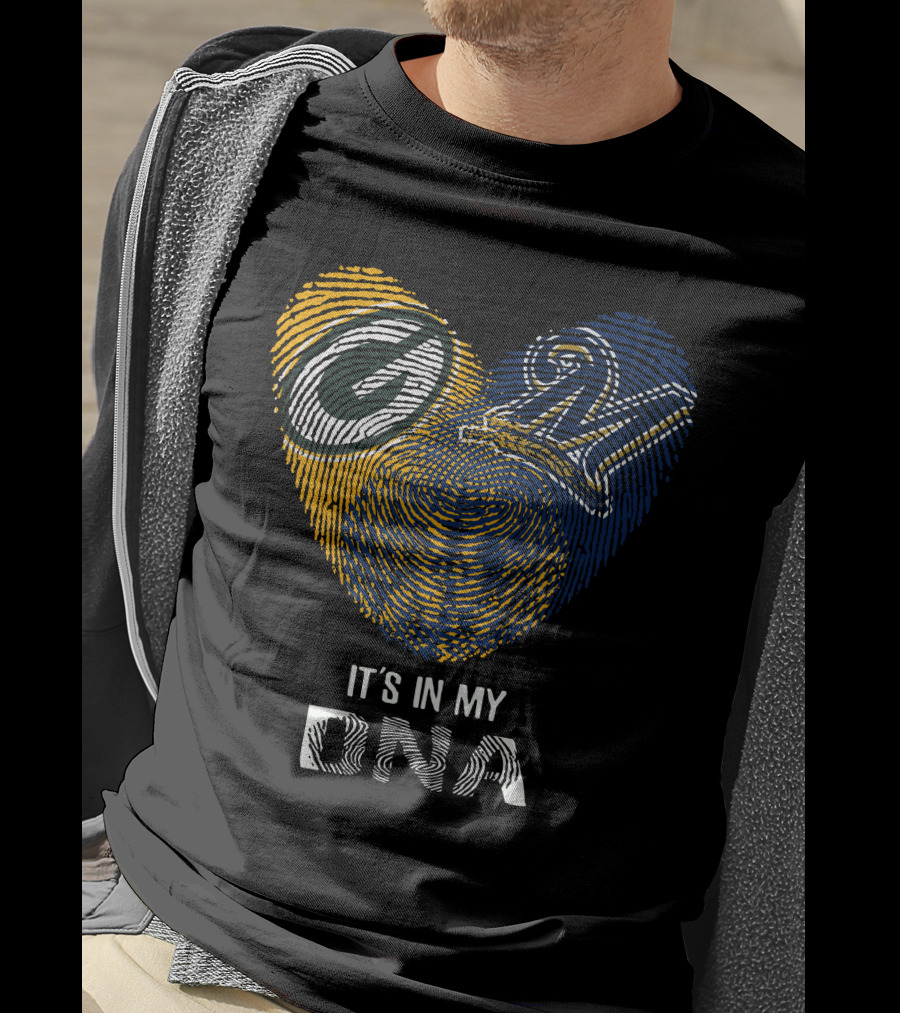 Packers Brewers Heart Fingerprint It's In My DNA T-Shirt