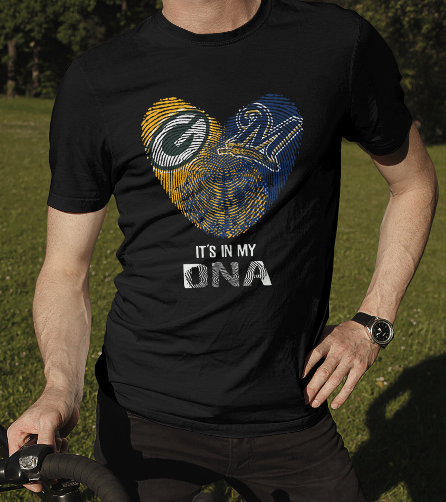 Packers Brewers Heart Fingerprint It's In My DNA T-Shirt