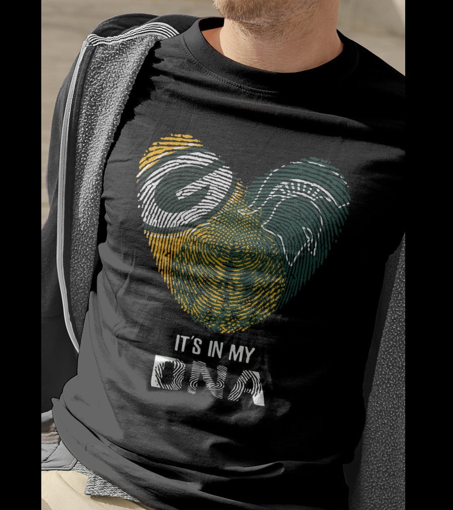 It's In My DNA Packers Michigan State Spartans Fingerprint Heart T-Shirt