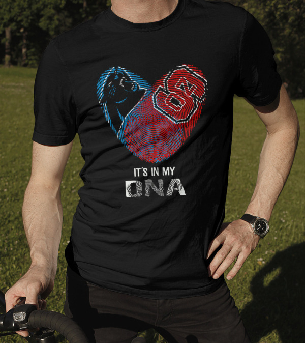 Panthers NC State Fingerprint Heart It's In My DNA T-Shirt