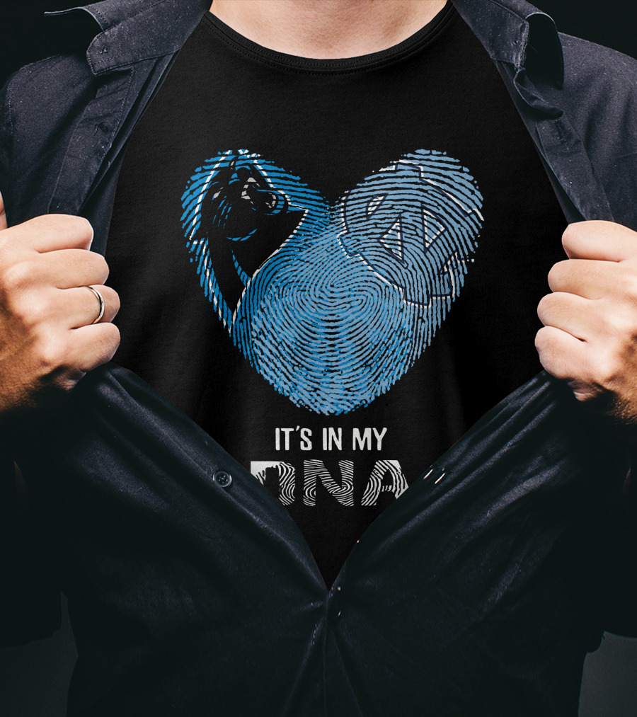 Panthers Tar Heels It's In My DNA Fingerprint Heart T-Shirt