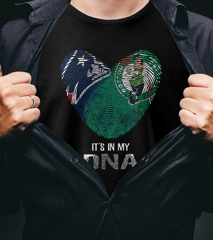Patriots Celtics Heart DNA Fingerprint με τα λογὀτυπα των Patriots και Celtics T-Shirt