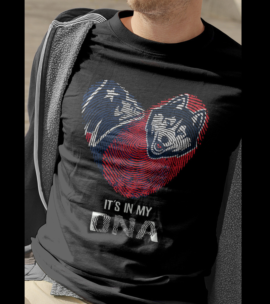 Patriots UConn Huskies Fingerprint Heart It's In My DNA T-Shirt