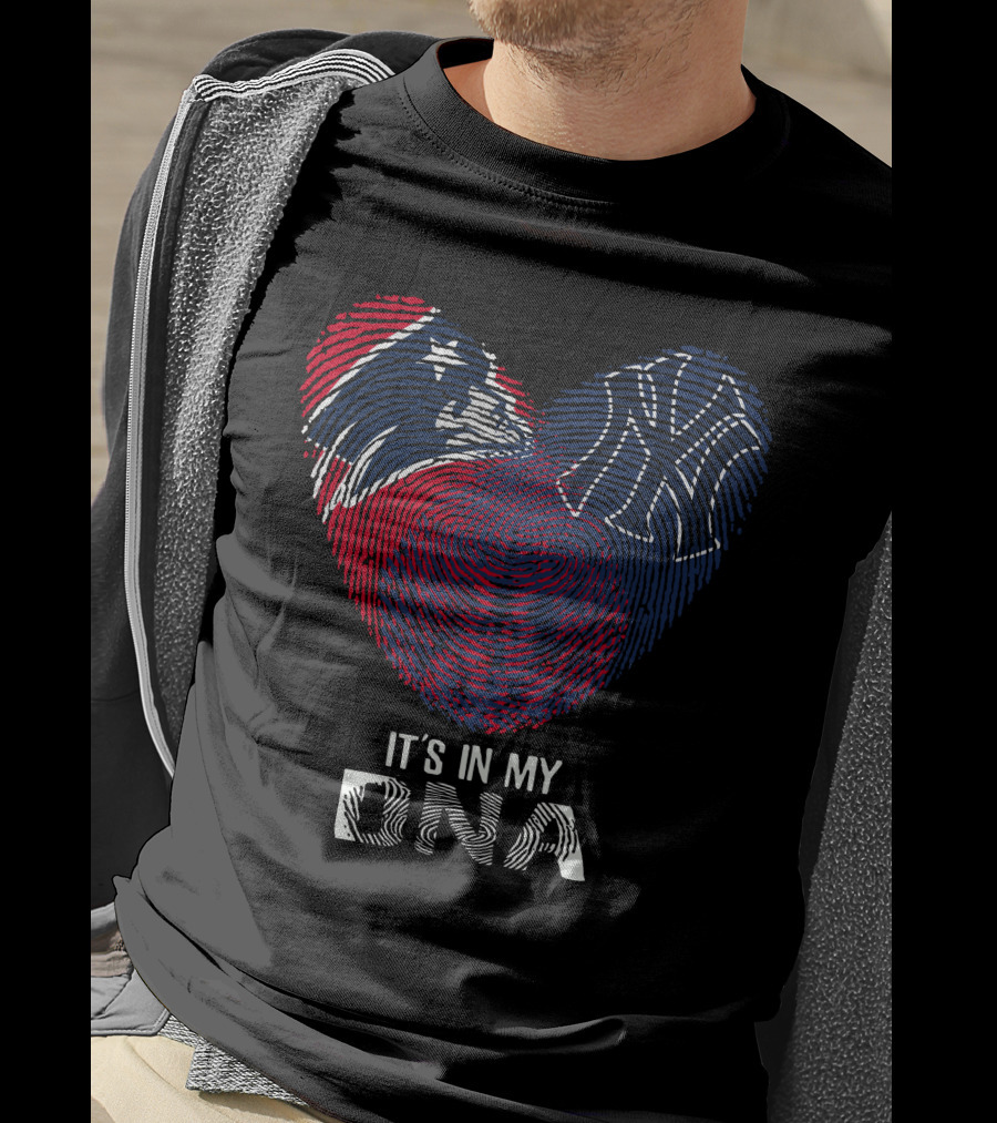 Patriots Yankees It's In My DNA Fingerprint Heart T-Shirt