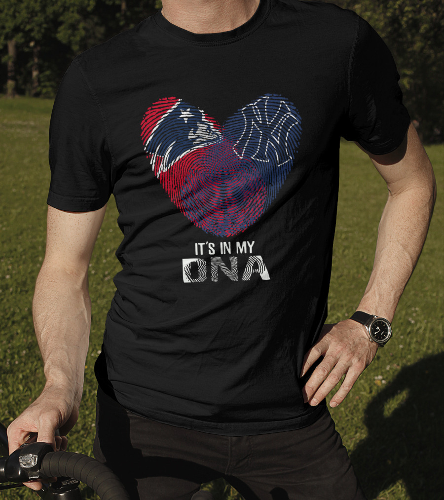 Patriots Yankees It's In My DNA Fingerprint Heart T-Shirt