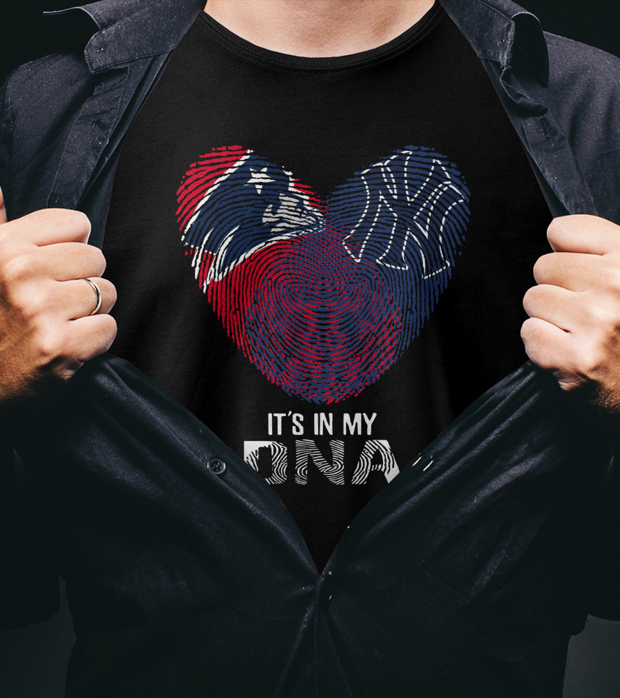 Patriots Yankees It's In My DNA Fingerprint Heart T-Shirt