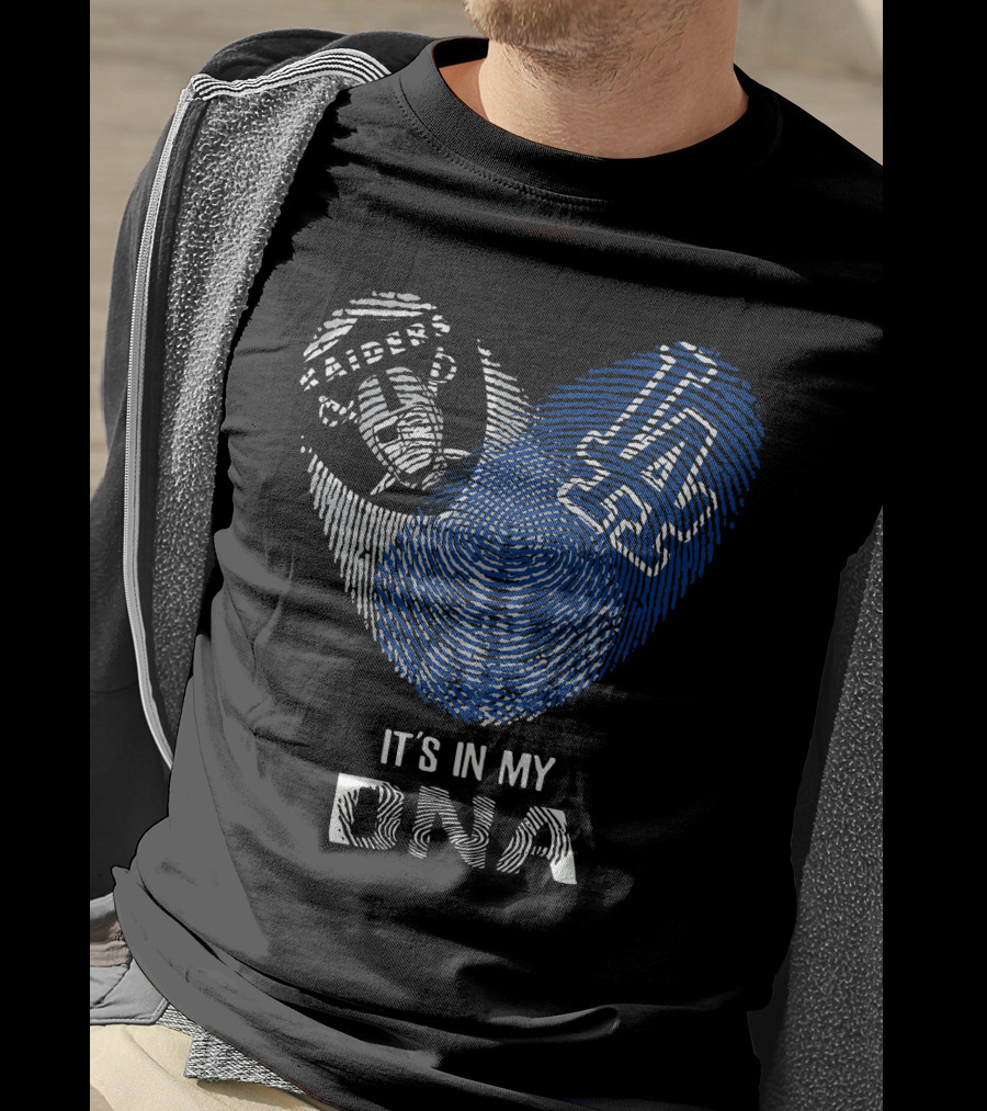 Raiders Dodgers It's In My Dna Emblem Fingerprint Style T-Shirt