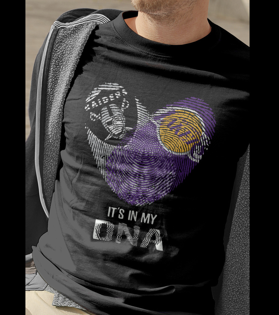 Raiders Lakers It's In My DNA Fingerprint Logo Combination T-Shirt