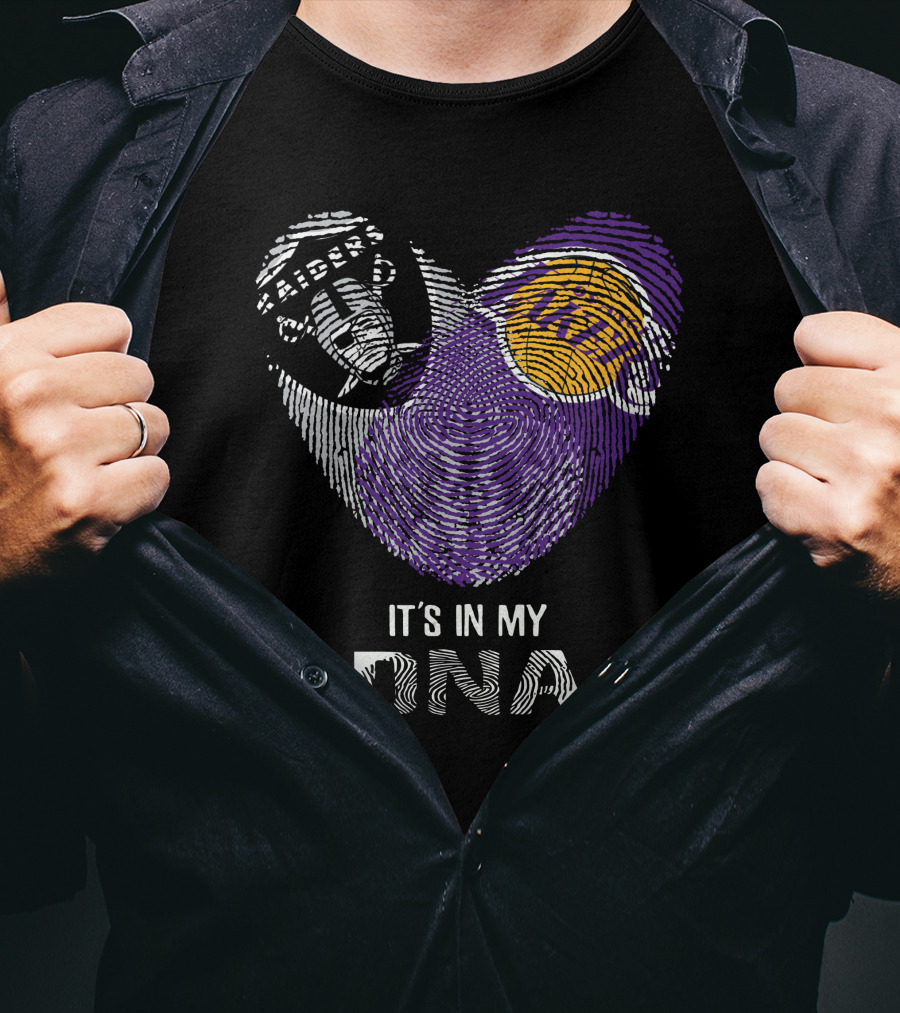 Raiders Lakers It's In My DNA Fingerprint Logo Combination T-Shirt