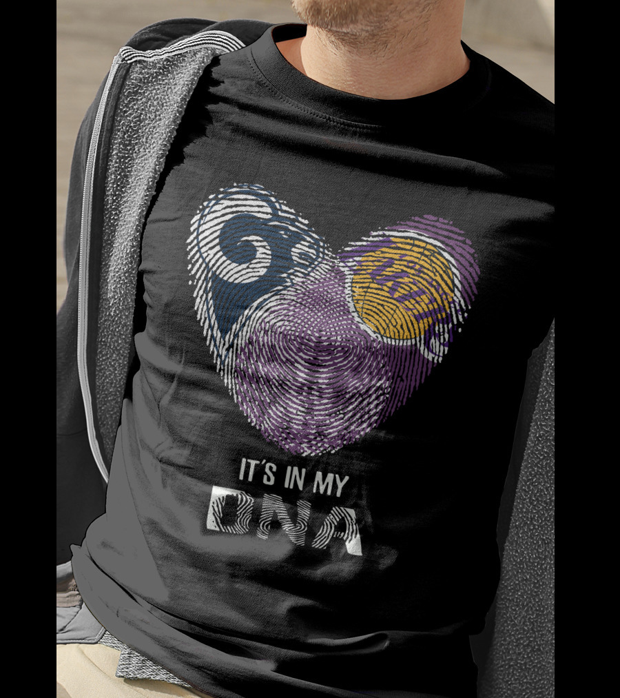 Rams Lakers It's In My Dna Heart Fingerprint T-Shirt