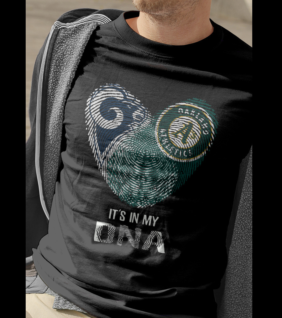 Rams Oakland Athletics It's In My DNA Fingerprint Heart T-Shirt