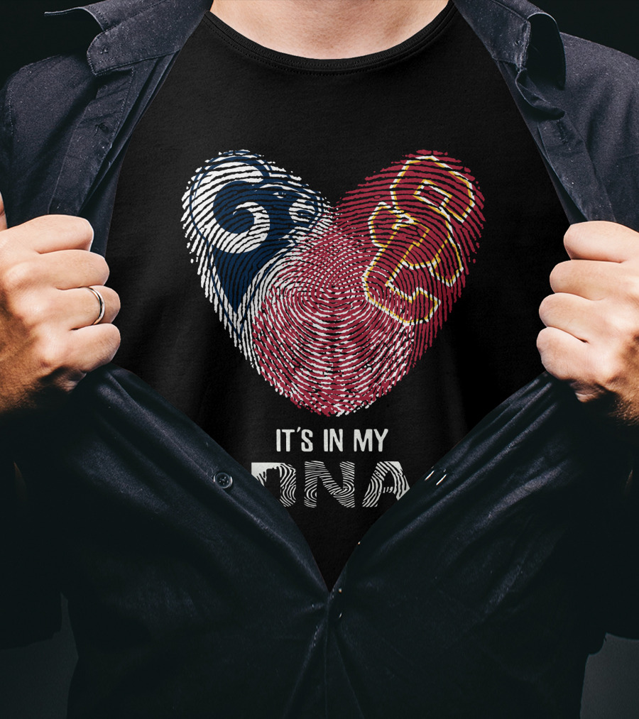 Rams USC Trojans Heart Fingerprint It's In My DNA T-Shirt