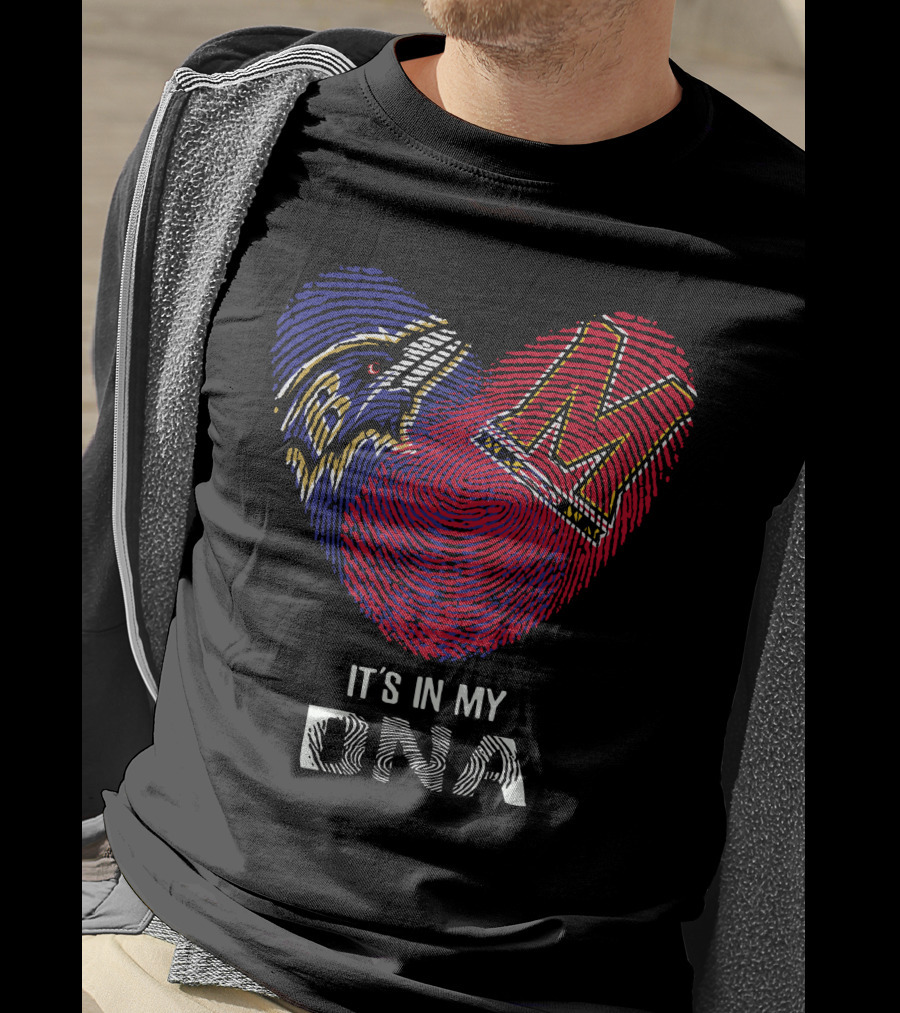 Ravens Maryland Terrapins Heart-Shaped Fingerprint It's In My DNA T-Shirt
