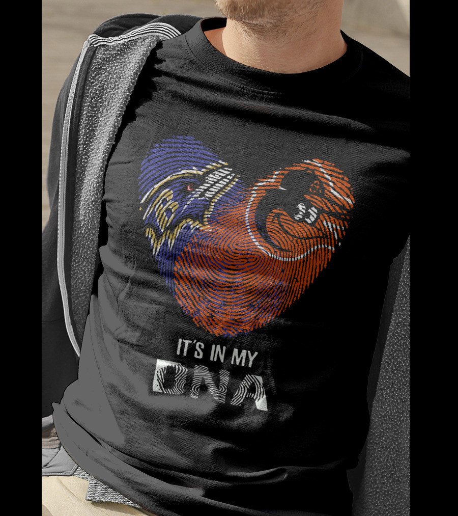 Ravens Orioles It's In My DNA Fingerprint Heart Ravens NFL Orioles MLB T-Shirt