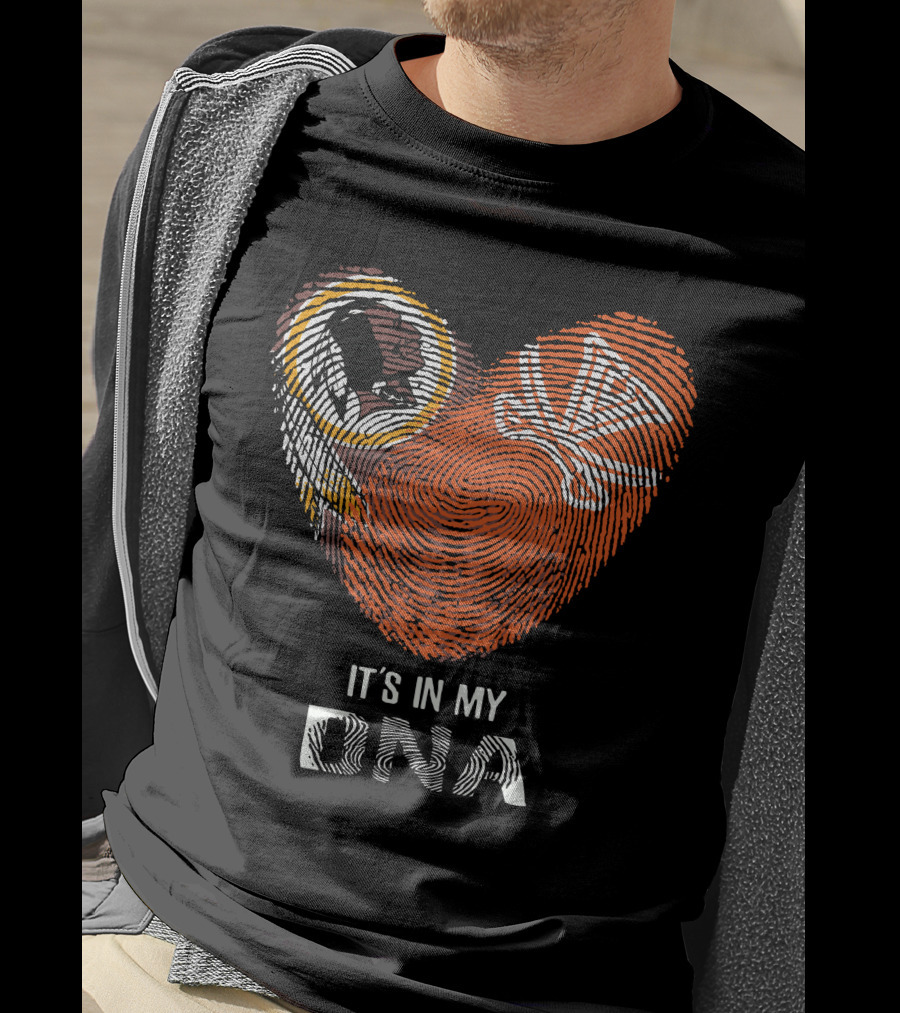 Redskins Cavaliers It's In My Dna Heart Fingerprint T-Shirt