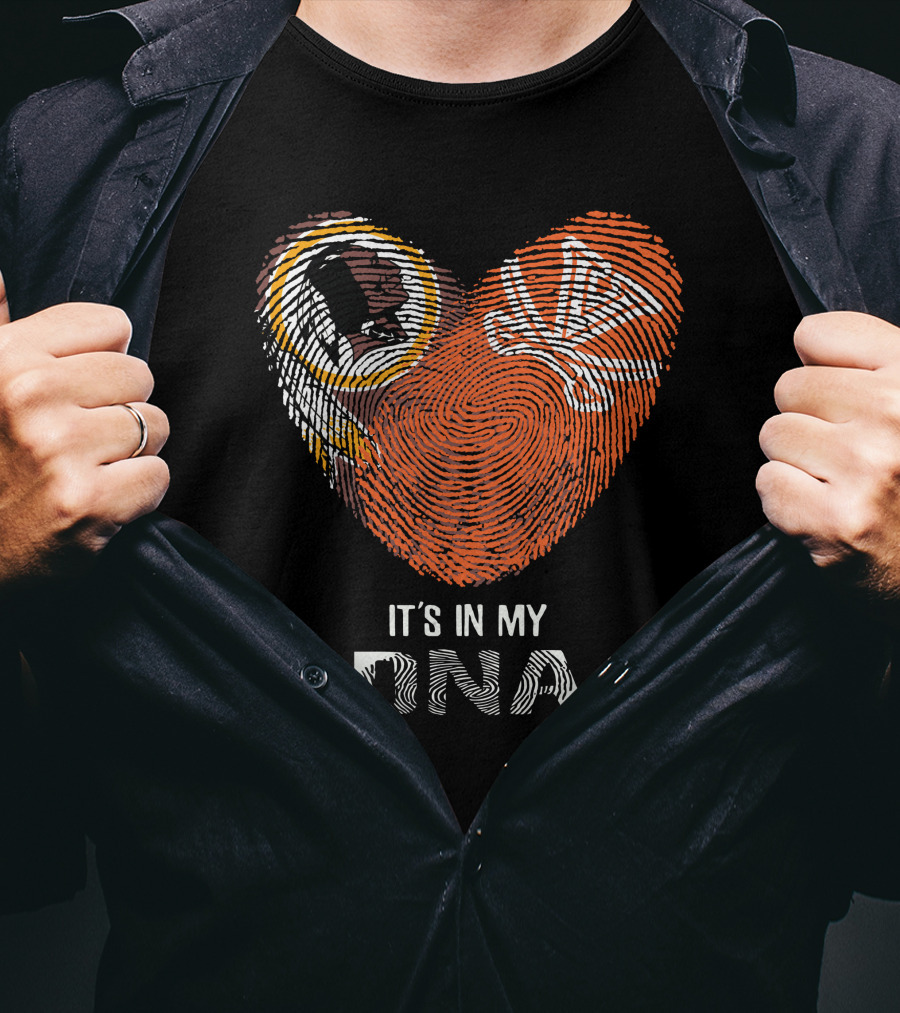 Redskins Cavaliers It's In My Dna Heart Fingerprint T-Shirt