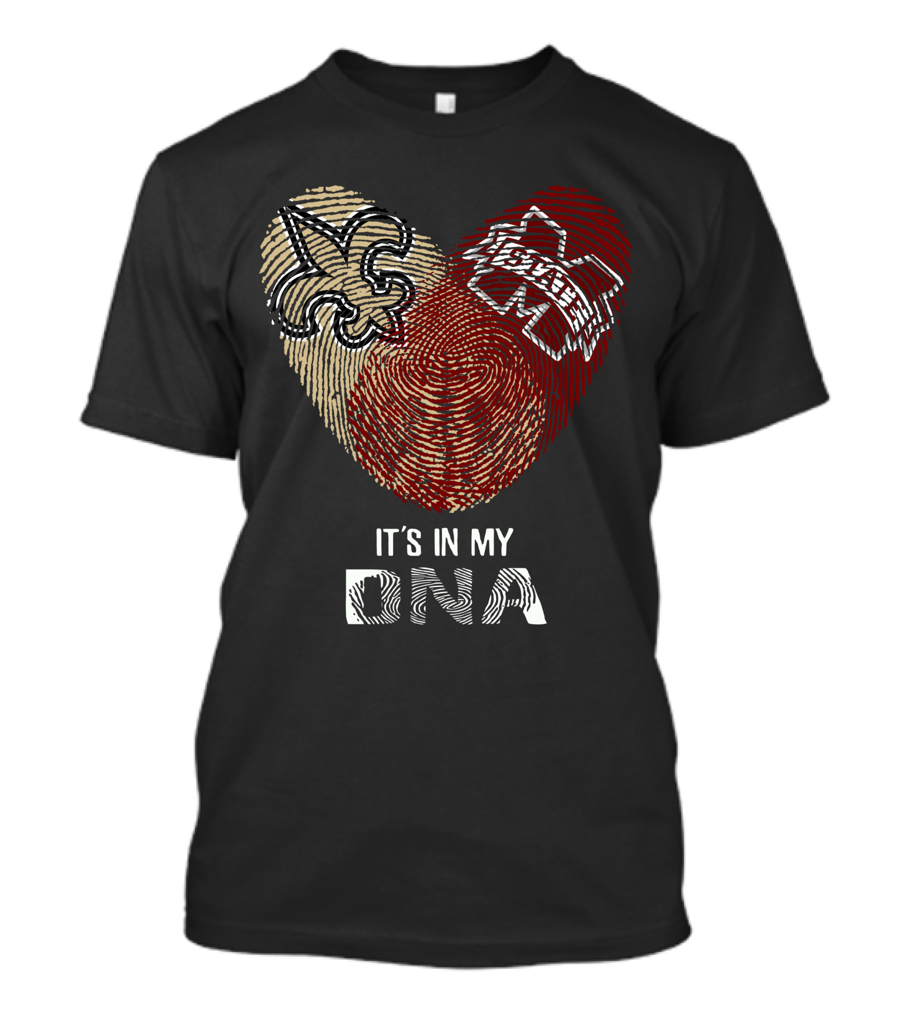Saints MS State It's In My DNA Fleur-de-lis And Bulldog Fingerprint T-Shirt