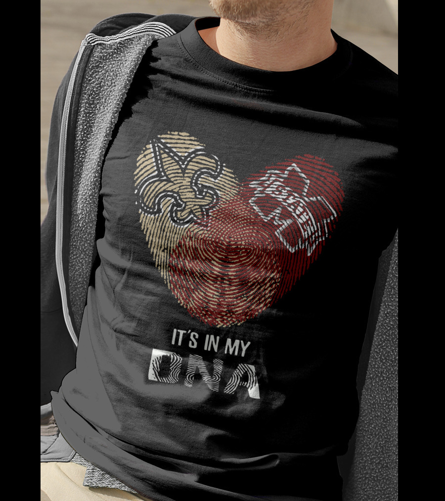Saints MS State It's In My DNA Fleur-de-lis And Bulldog Fingerprint T-Shirt