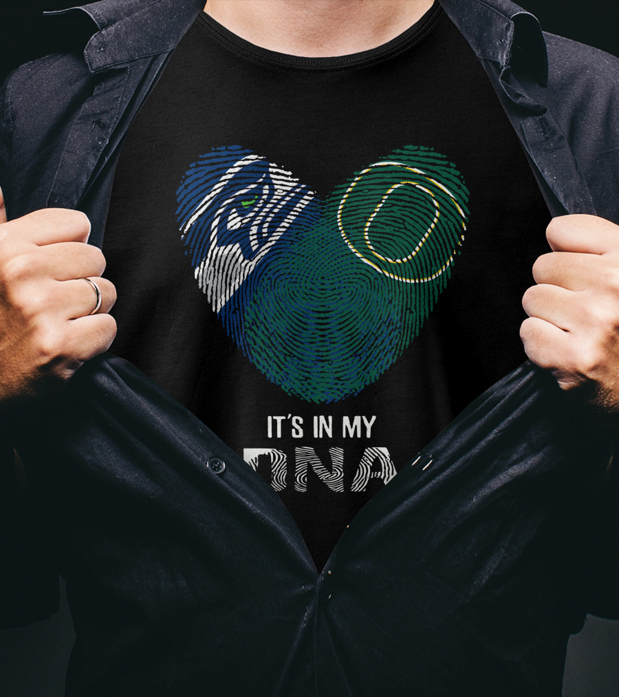 Seahawks Ducks Fingerprint Heart It's In My DNA T-Shirt
