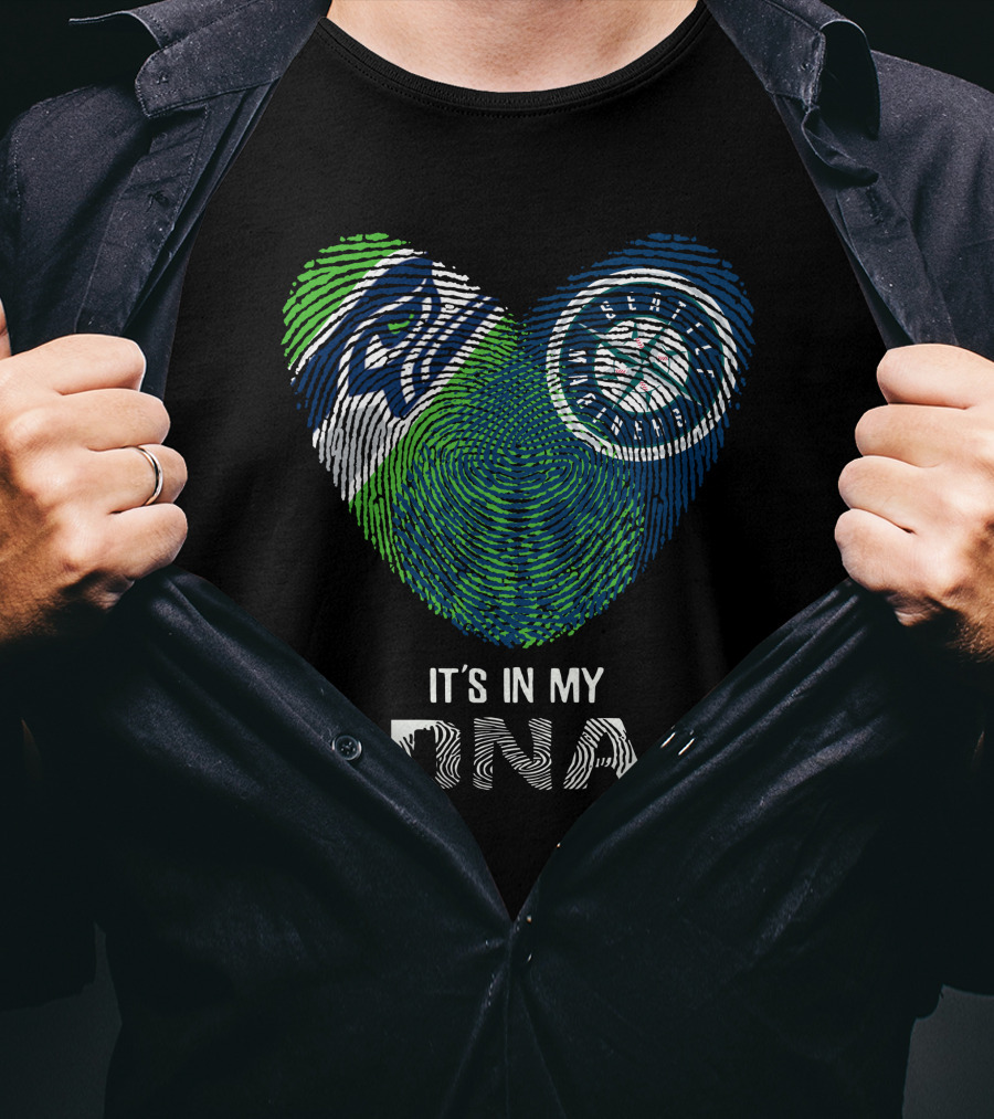 Seahawks Mariners It's In My DNA Fingerprints Heart T-Shirt