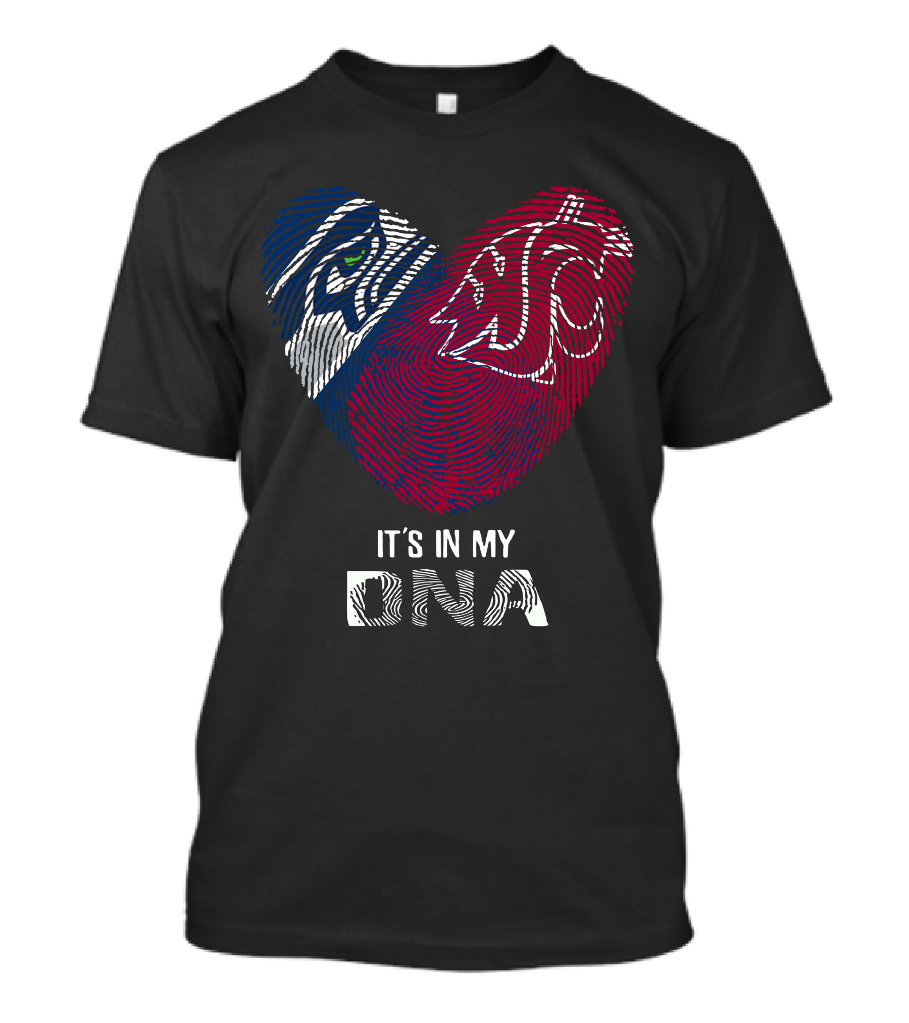 Seahawks Washington State It's In My DNA Heart Fingerprint T-Shirt