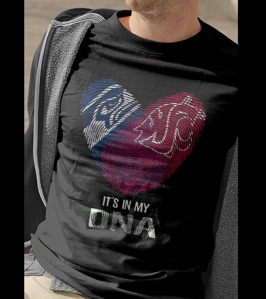 Seahawks Washington State It's In My DNA Heart Fingerprint T-Shirt
