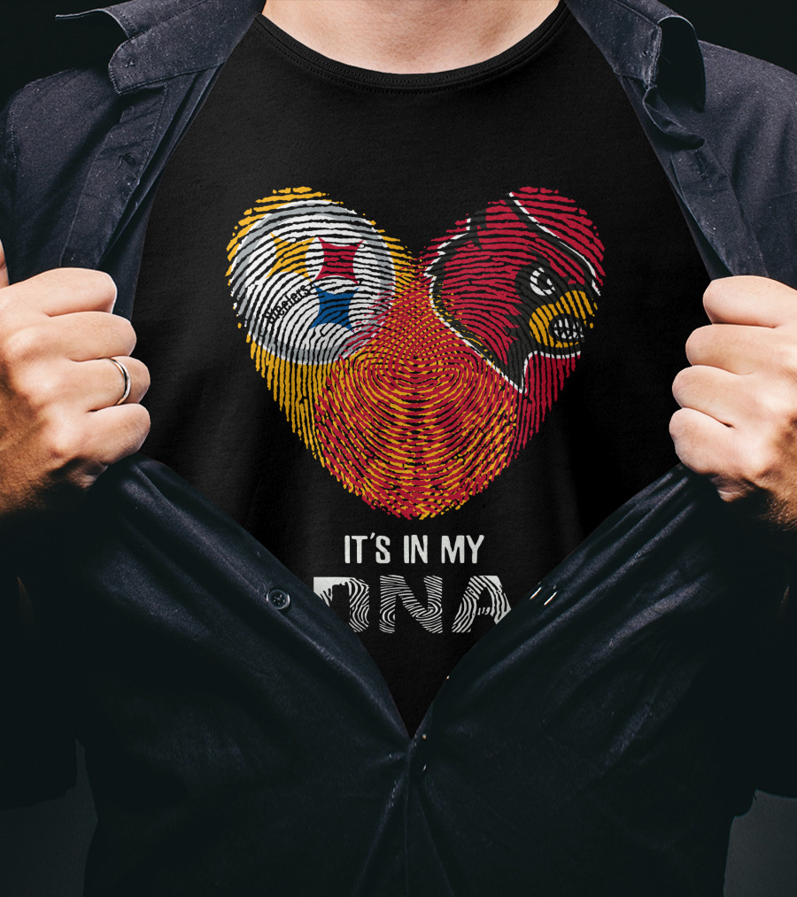 Steelers Cardinals It's In My DNA Fingerprint Heart T-Shirt
