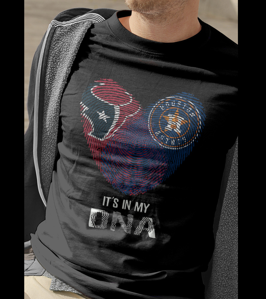 Texans Astros Heart Fingerprint It's In My DNA T-Shirt
