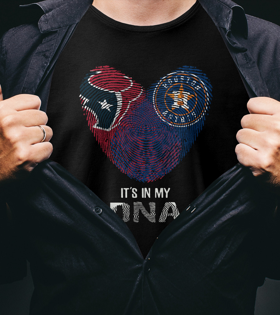 Texans Astros Heart Fingerprint It's In My DNA T-Shirt