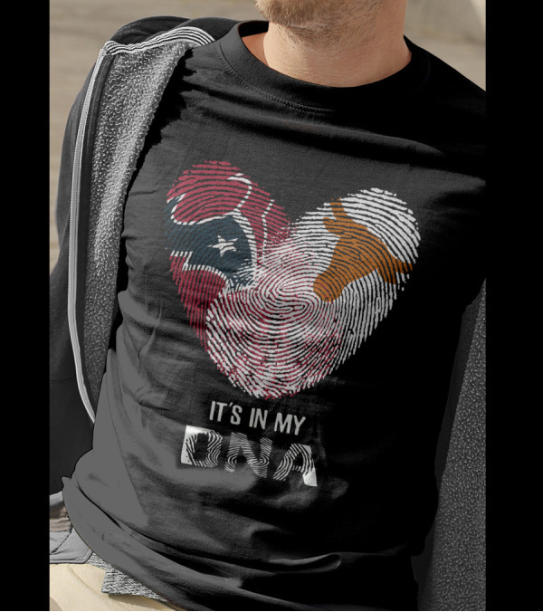 Texans Longhorns Fingerprint Heart It's In My DNA T-Shirt