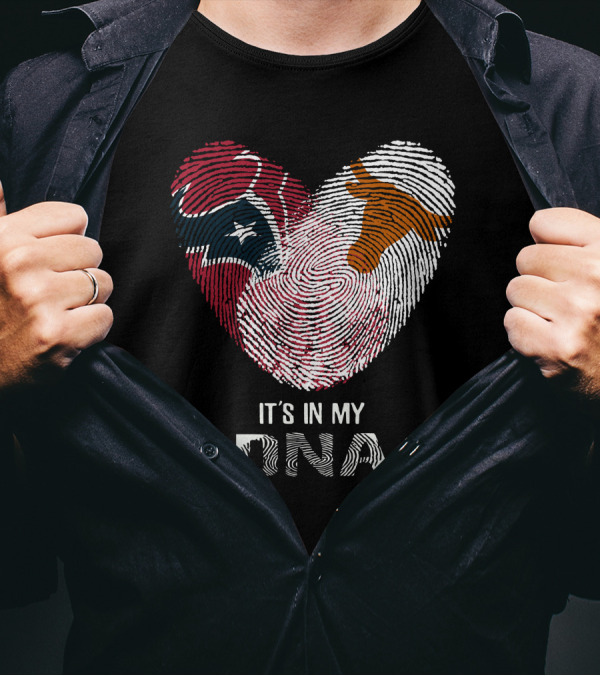 Texans Longhorns Fingerprint Heart It's In My DNA T-Shirt