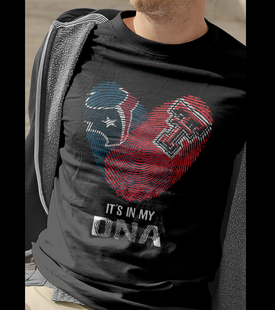 Texans Texas Tech Heart Fingerprint It's In My Dna T-Shirt