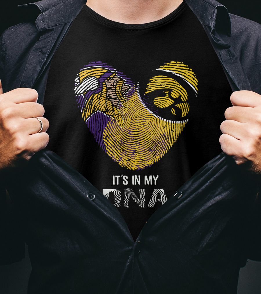 Vikings Iowa Hawkeyes It's In My DNA Fingerprint Football T-Shirt