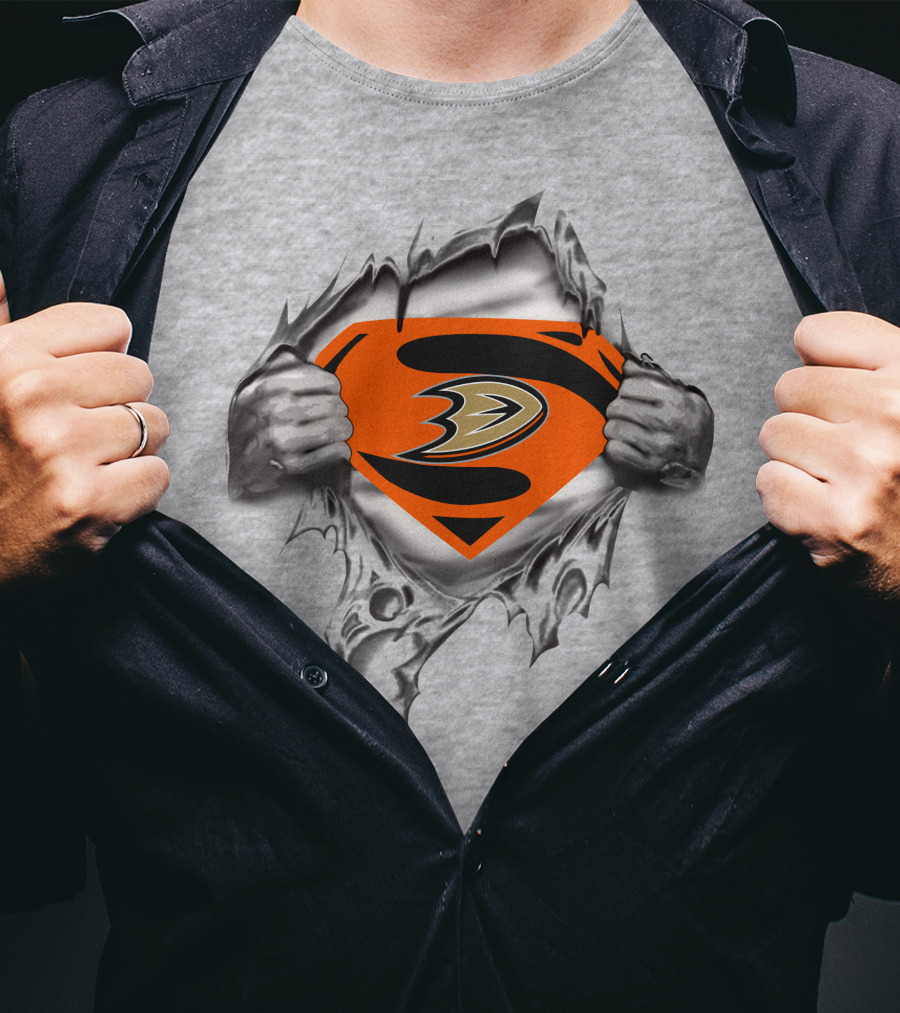 Anaheim Ducks Superman Logo Rip Open T-Shirt