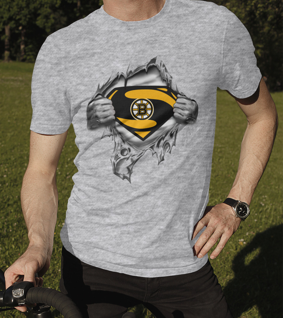 Boston Bruins Superman Logo Superhero Concept T-Shirt