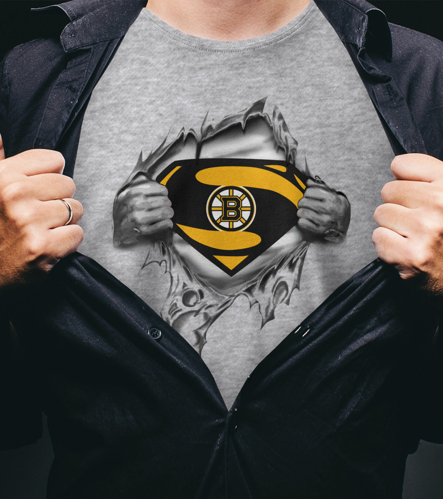 Boston Bruins Superman Logo Superhero Concept T-Shirt
