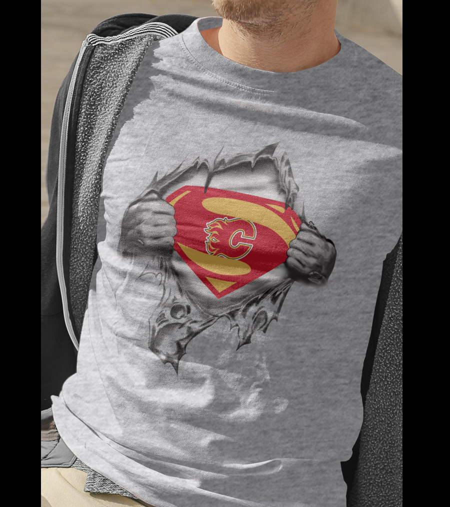 Calgary Flames Superman Logo Crossover T-Shirt