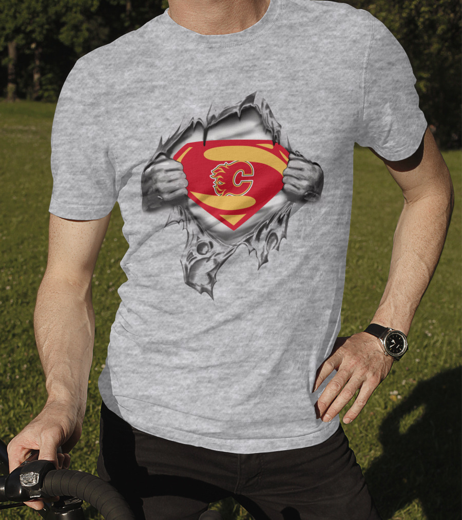 Calgary Flames Superman Logo Crossover T-Shirt