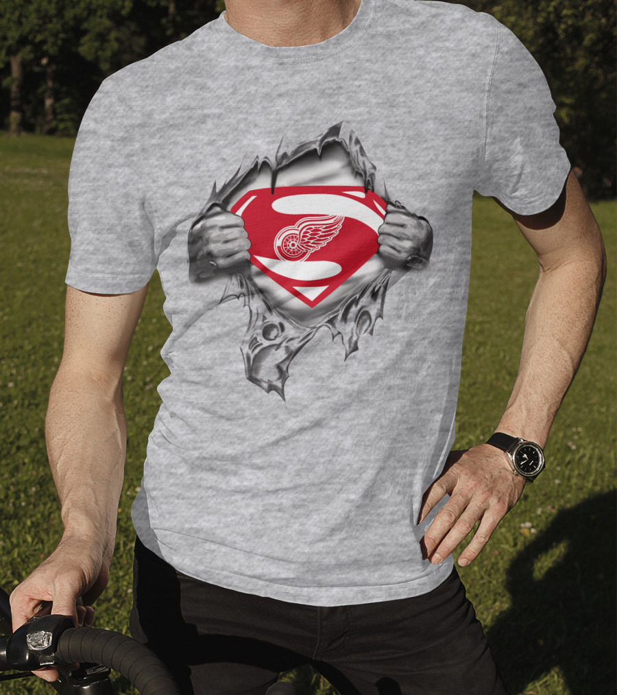 Detroit Red Wings Superman Symbol Iconic Crossover T-Shirt