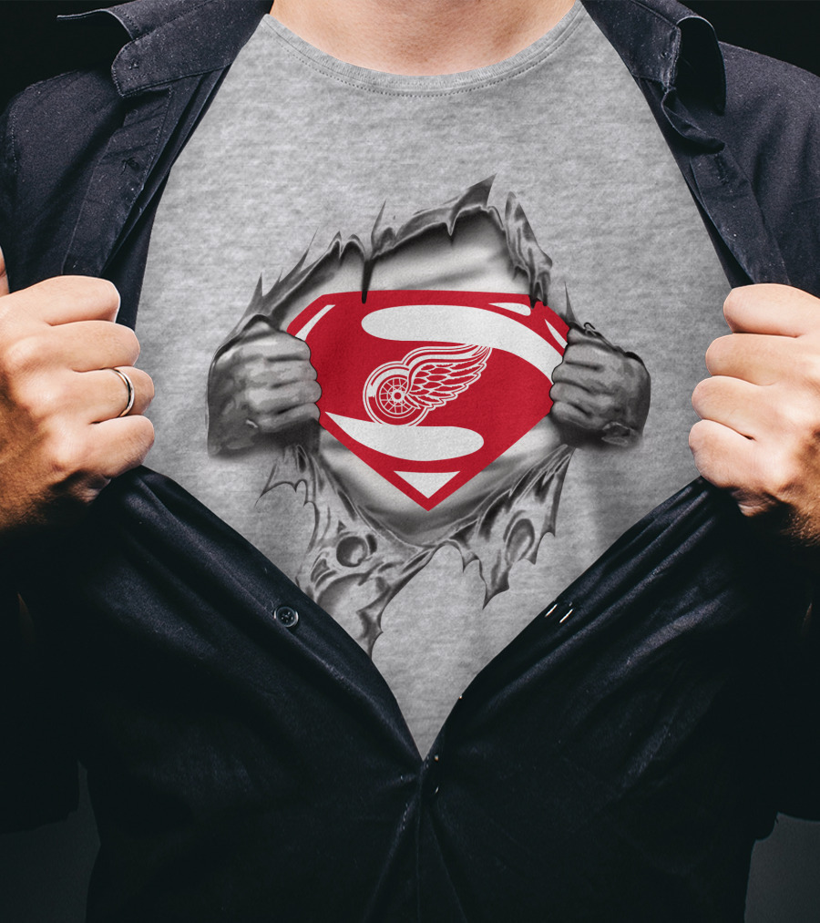 Detroit Red Wings Superman Symbol Iconic Crossover T-Shirt