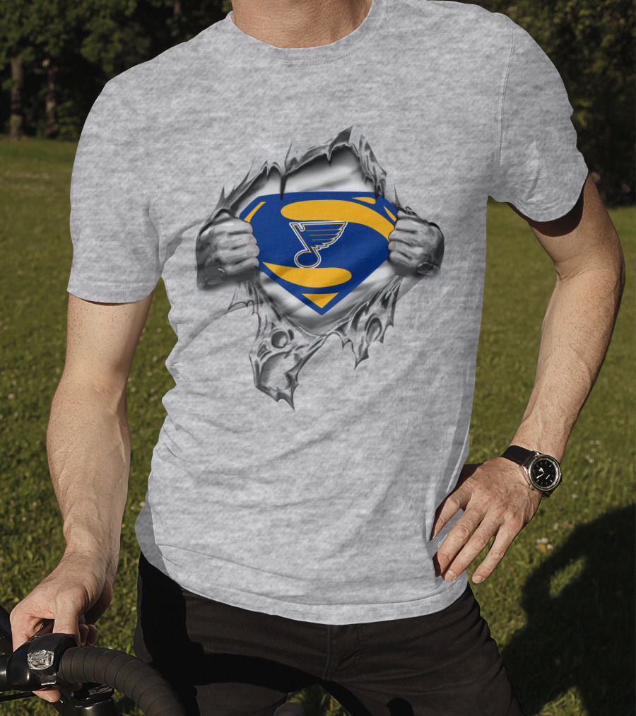 St. Louis Blues Superman Shield Hockey Fan T-Shirt