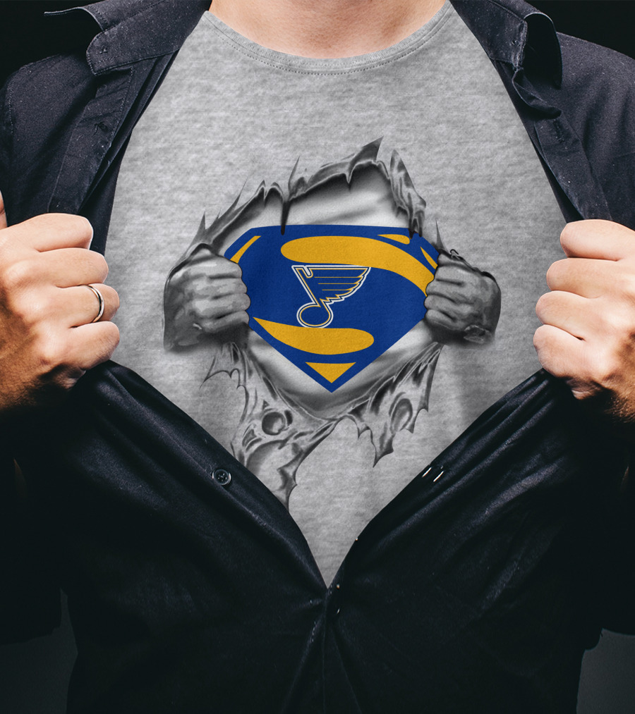 St. Louis Blues Superman Shield Hockey Fan T-Shirt