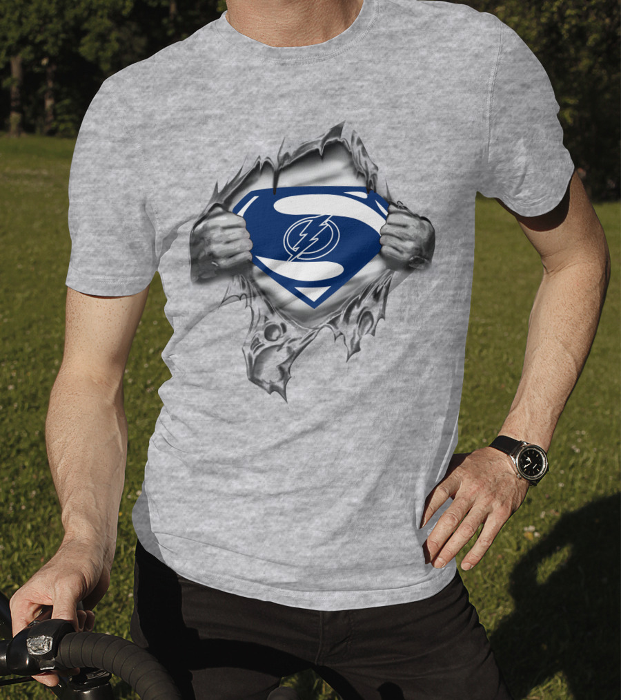 Tampa Bay Lightning Superman Logo Crossover T-Shirt