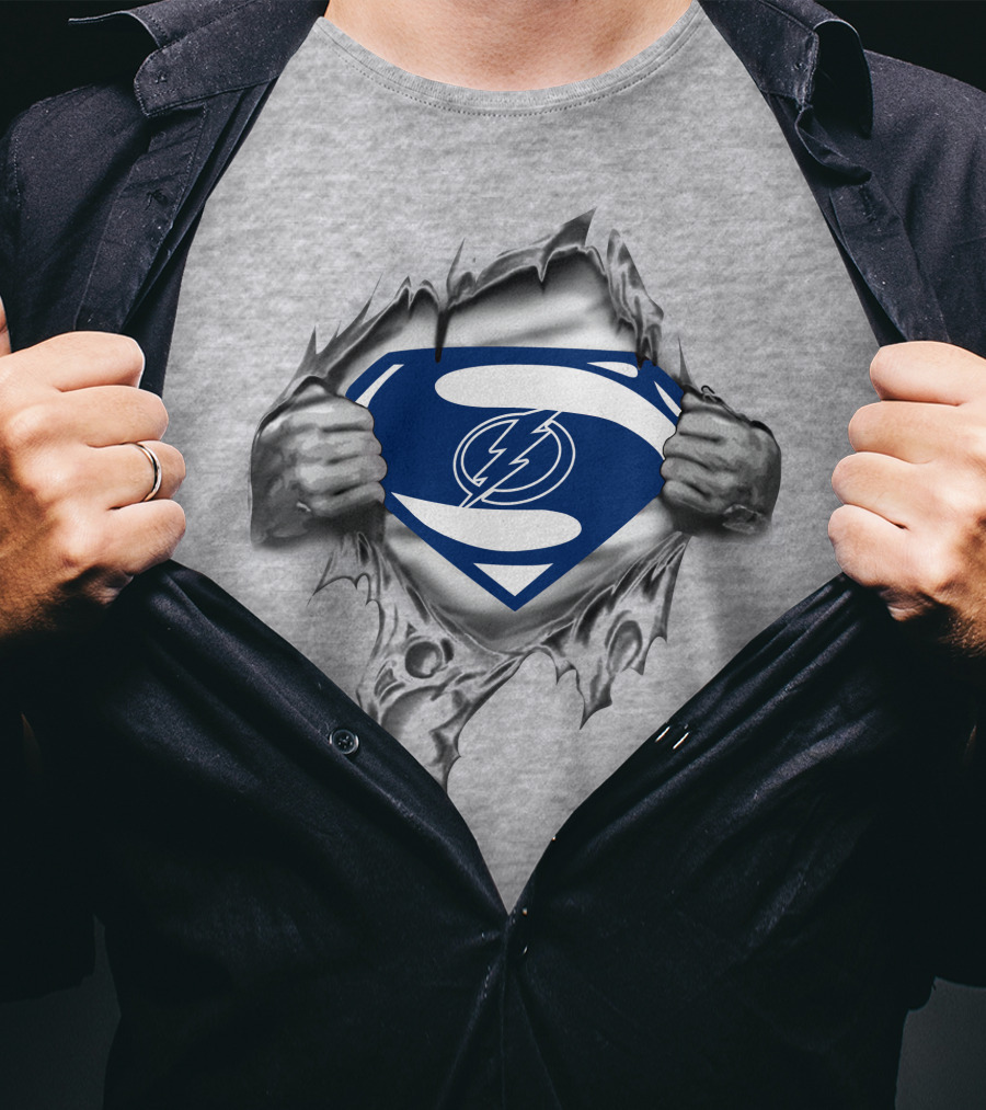 Tampa Bay Lightning Superman Logo Crossover T-Shirt