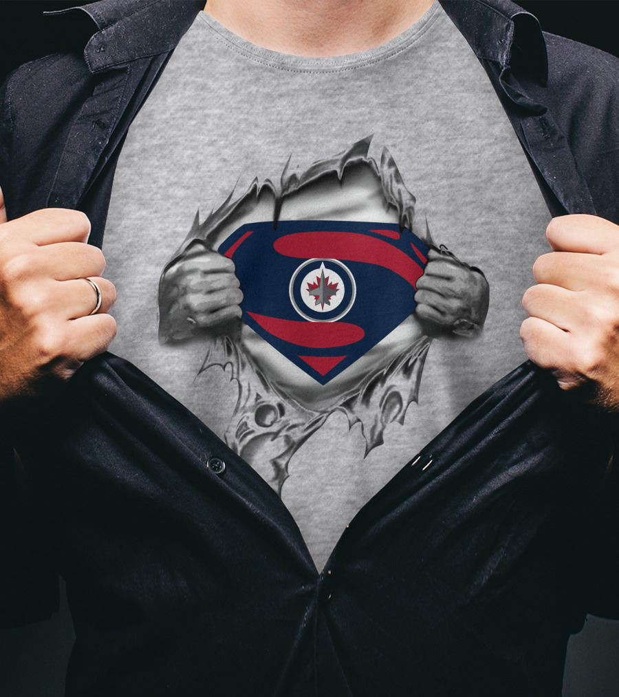Winnipeg Jets Superman Logo Rip T-Shirt