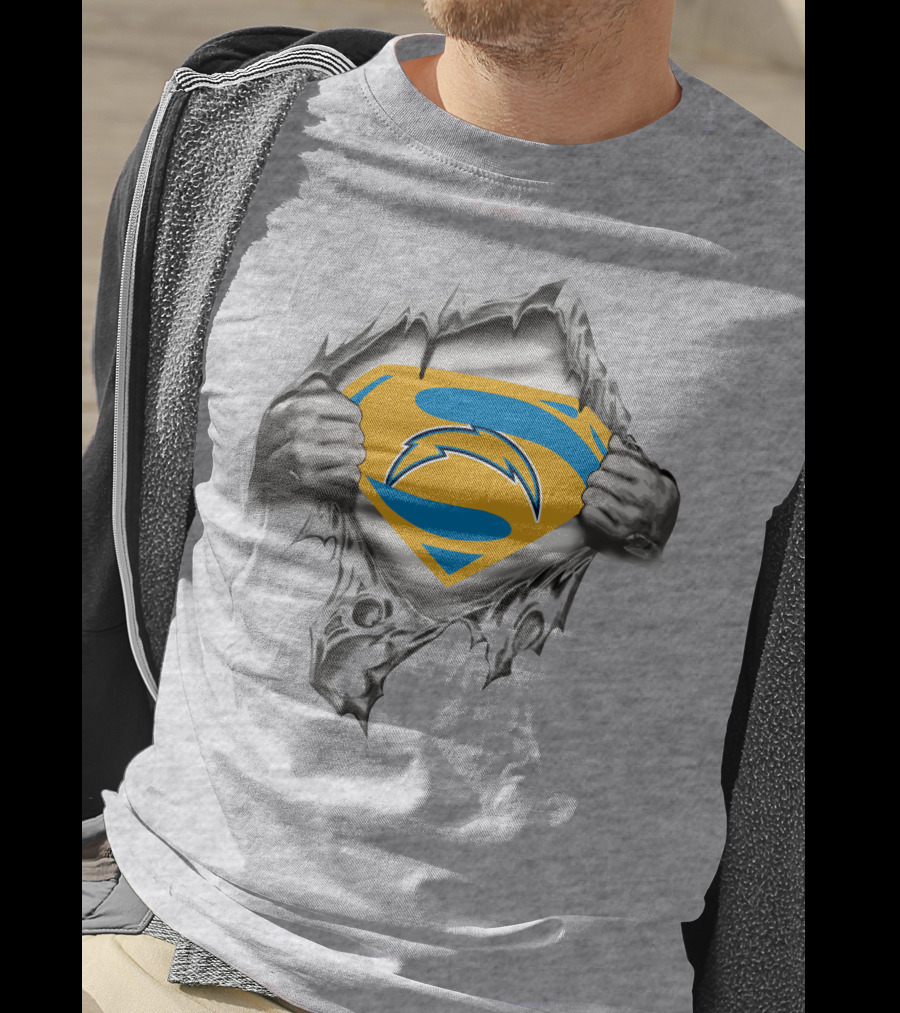 Chargers Superman Logo Torn T-Shirt