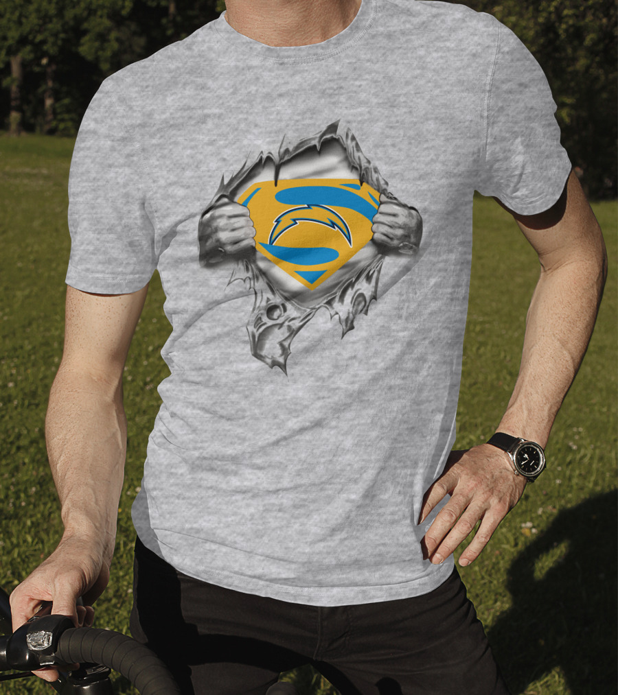 Chargers Superman Logo Torn T-Shirt