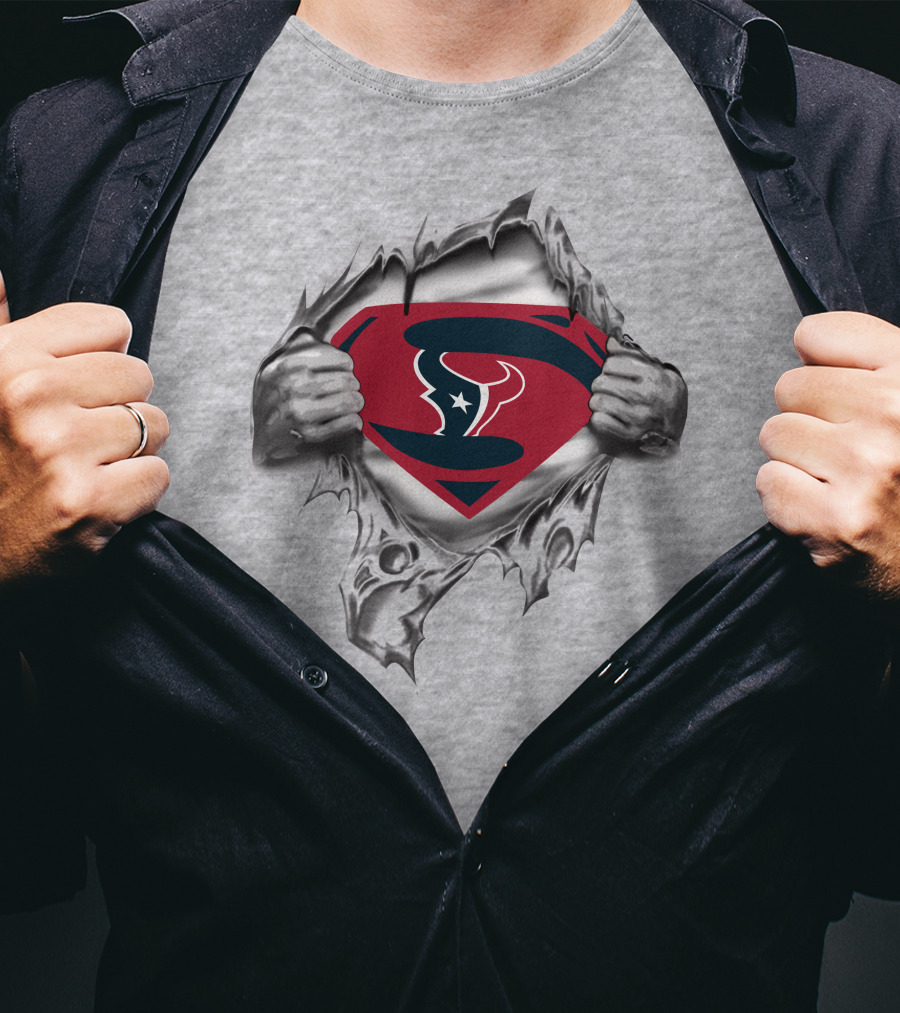 Superman Houston Texans Football Team Logo Fusion T-Shirt